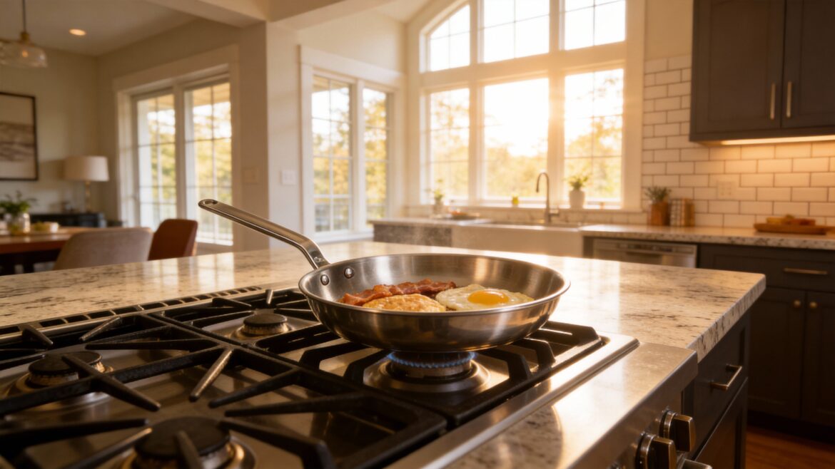 Stainless Steel Frying Pan with Silicone Handle: No-Burn Grip + Professional Cooking Results